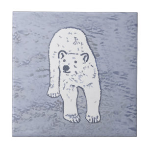 Polar Bear on Ice Painting - Original Wildlife Art Kakelplatta