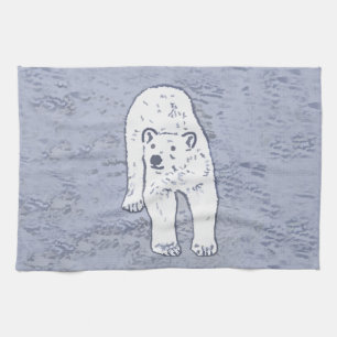 Polar Bear on Ice Painting - Original Wildlife Art Kökshandduk