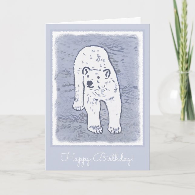 Polar Bear on Ice Painting - Original Wildlife Art Kort (Framsida)
