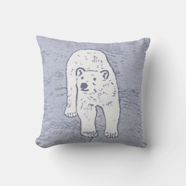 Polar Bear on Ice Painting - Original Wildlife Art Kudde (Framsida)