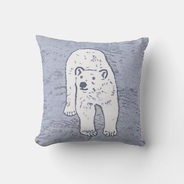 Polar Bear on Ice Painting - Original Wildlife Art Kudde (Framsida)