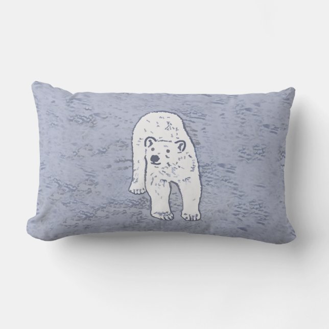 Polar Bear on Ice Painting - Original Wildlife Art Lumbarkudde (Framsida)