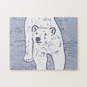 Polar Bear on Ice Painting - Original Wildlife Art Pussel