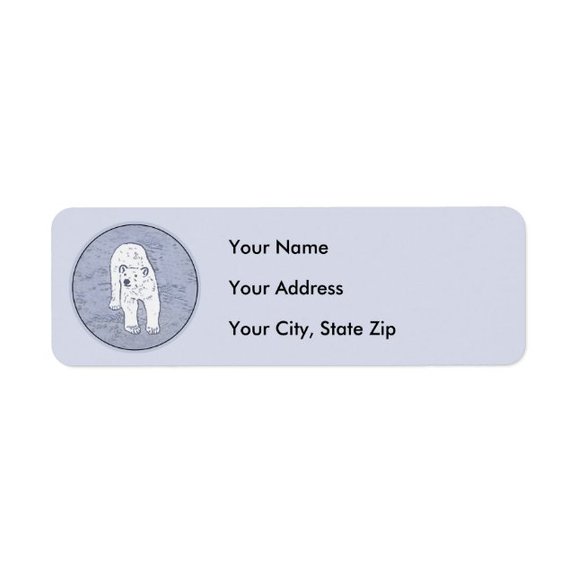 Polar Bear on Ice Painting - Original Wildlife Art Returadress Etikett (Framsidan)