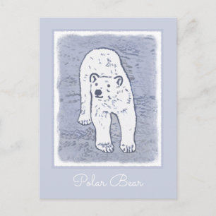 Polar Bear on Ice Painting - Original Wildlife Art Vykort