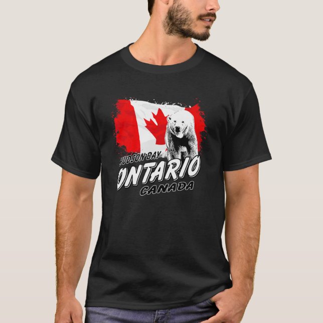 Polar Bear Ontario Canada Flag Maple Leaf T Shirt (Framsida)