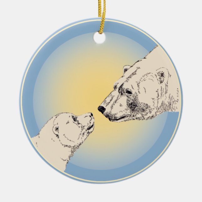 Polar Bear Ornament Mor Baby Personlig Gift (Framsidan)