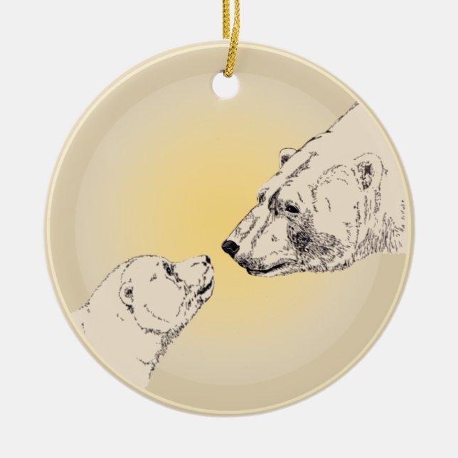 Polar Bear Ornament Mor Baby Personlig Gift (Framsidan)
