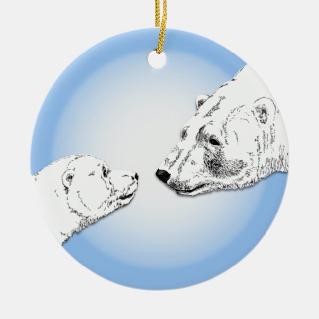 Polar Bear Ornament Mor Baby Personlig Gift (Framsidan)