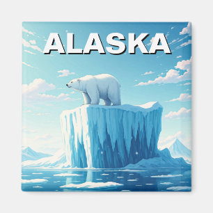 Polar Bear på ett Iceberg Alaska-vykort Magnet