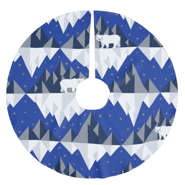 Polar Bear på Iceberg Seamless Mönster. Julgransmatta Borstad Polyester (Framsidan)