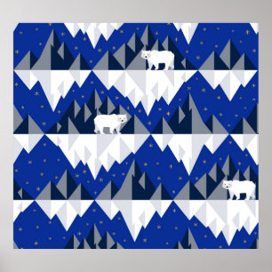 Polar Bear på Iceberg Seamless Mönster. Poster