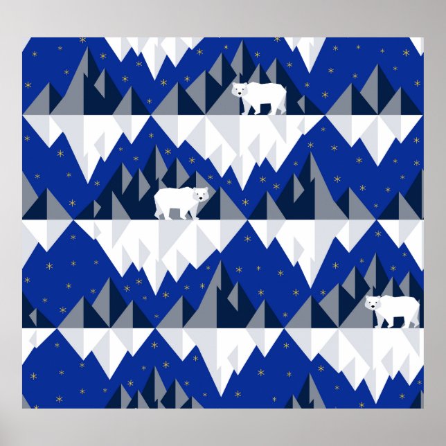 Polar Bear på Iceberg Seamless Mönster. Poster (Framsidan)