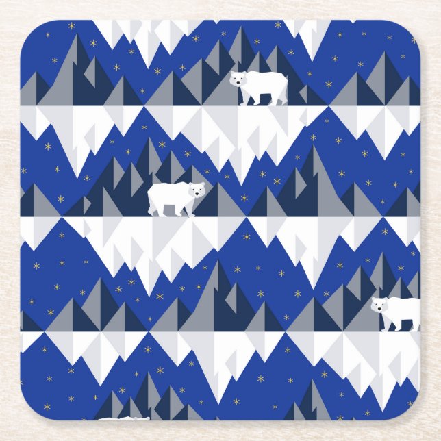 Polar Bear på Iceberg Seamless Mönster. Underlägg Papper Kvadrat (Framsidan)
