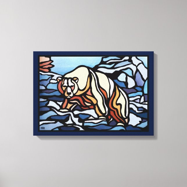 Polar Bear Painting Canadian Wildlife Kanvastryck (Framsida)