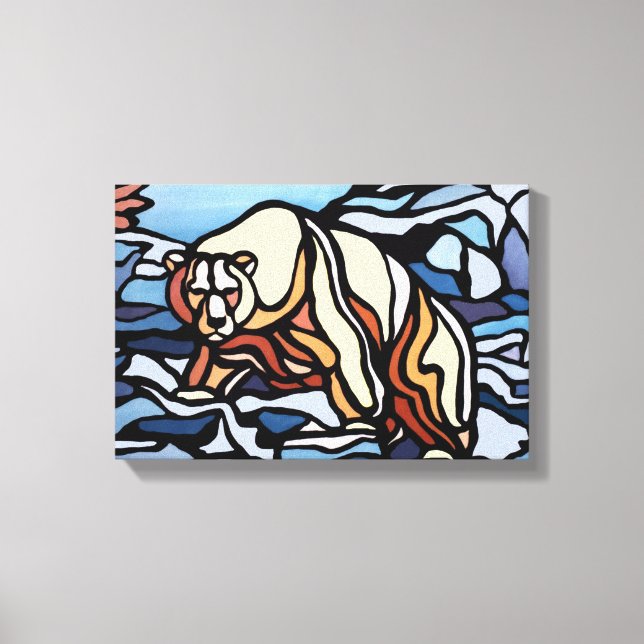 Polar Bear Painting Canadian Wildlife Kanvastryck (Framsida)