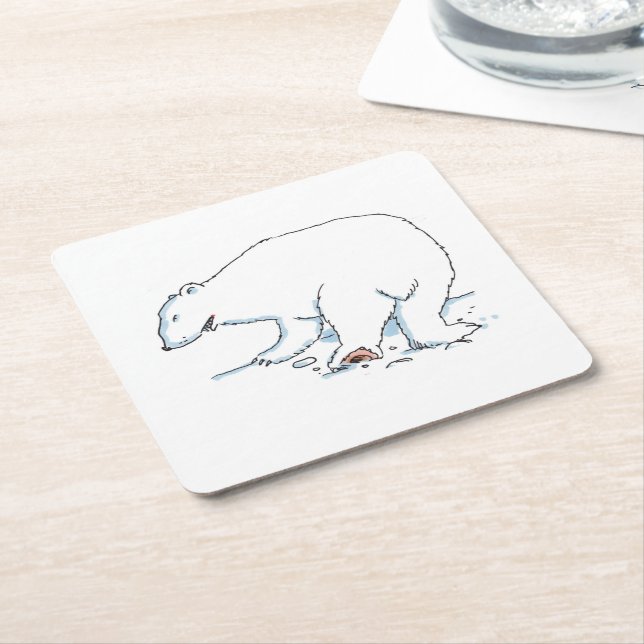 Polar Bear papper underlägg Kvadrat (Vinklad)