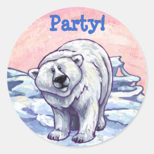 Polar Bear Party Center Runt Klistermärke