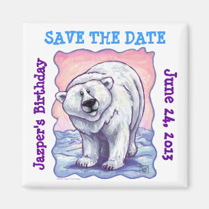 Polar Bear Party Center Spara datum Magnet