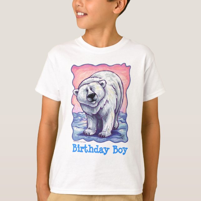 Polar Bear Party Centre Birdday Boy T Shirt (Framsida)