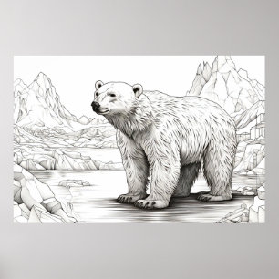 Polar Bear Peacnice Nature Prairie Sketch Teckning Poster