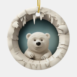 Polar Bear Peek-a-Boo, jul Julgransprydnad Keramik
