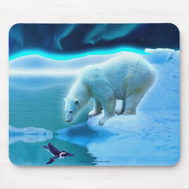 Polar Bear & Penguin Arktis Wildlife Art Mousepad Musmatta (Framsidan)