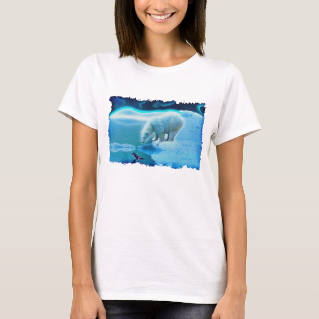 Polar Bear & Penguin Wildlife-supporter Art Shirt Tröja (Framsida)