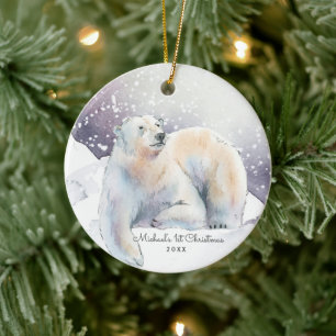 Polar Bear Personlig jul - prydnadsföremål Julgransprydnad Keramik