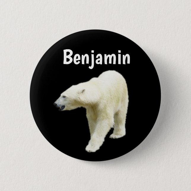 Polar Bear Personlig Namn Knapp (Framsida)