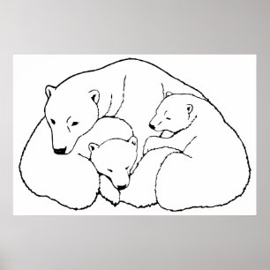 Polar Bear Poster w.Unge Print Wildlife Art-Poster