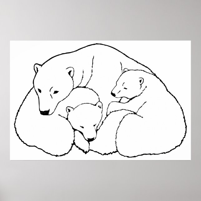 Polar Bear Poster w.Unge Print Wildlife Art-Poster (Framsidan)