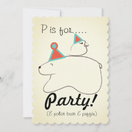 Polar Bear & Puffin Födelsedagsfest inbjudan 