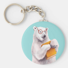 Polar Bear Reading Art - Bok Älskare Nyckelring