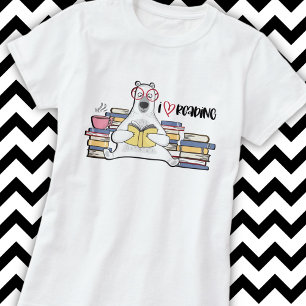 Polar Bear Reading Bok T Shirt
