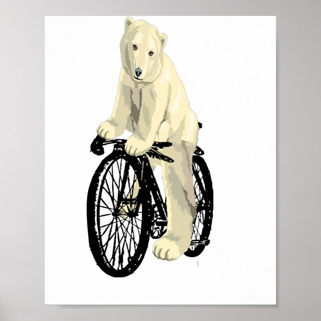 Polar Bear Riding a Bike, Lårbjörn Poster (Framsidan)
