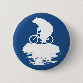 Polar Bear Riding Bicycle on Iceberg Button Knapp