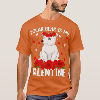 Polar Bear Röd ros Flower Polar Bear Valent T Shirt