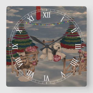 Polar Bear Roman Numeral Clock Fyrkantig Klocka