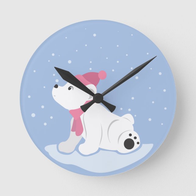 Polar Bear Rund Klocka (Framsida)