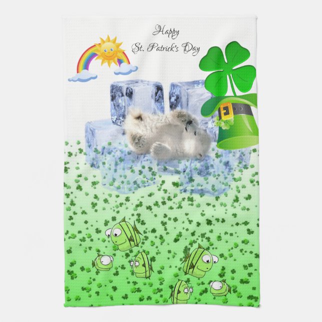 Polar Bear saint patrick's day Kitchen Hand Towel Kökshandduk (Vertikal)