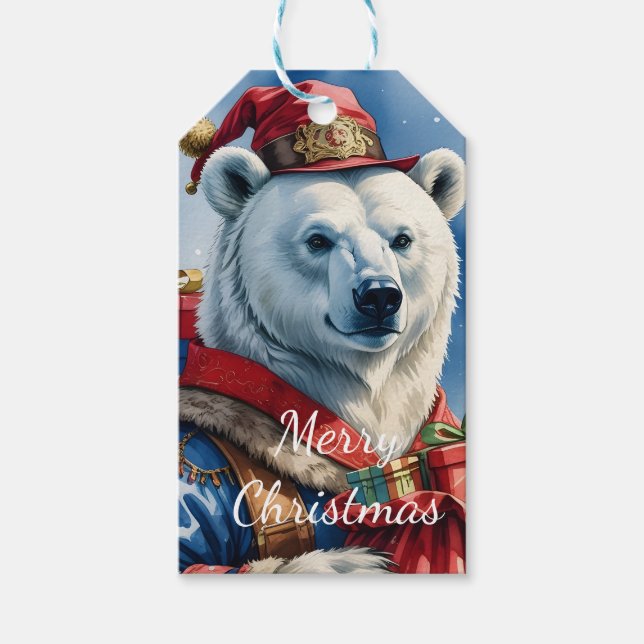 Polar Bear Santa Christmas Design Presentetikett (Framsidan)