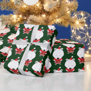 Polar Bear Santa Hat-Gröntens julhelg Helgdag Presentpapper
