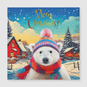 Polar Bear Santa hat och scarf God jul