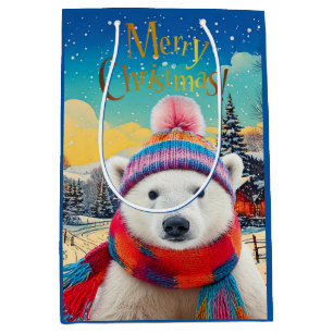 Polar Bear Santa hat och scarf God jul