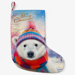 Polar Bear Santa hat och Scarf Liten Julstrumpa