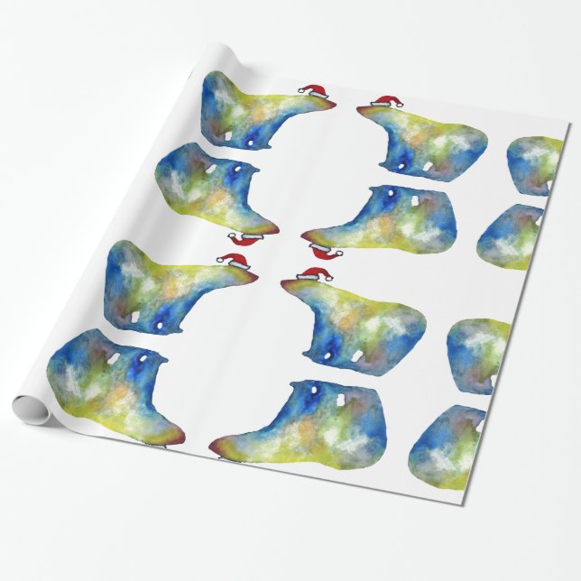 Polar Bear Santa Wrapping Papper Presentpapper (Utrullad)