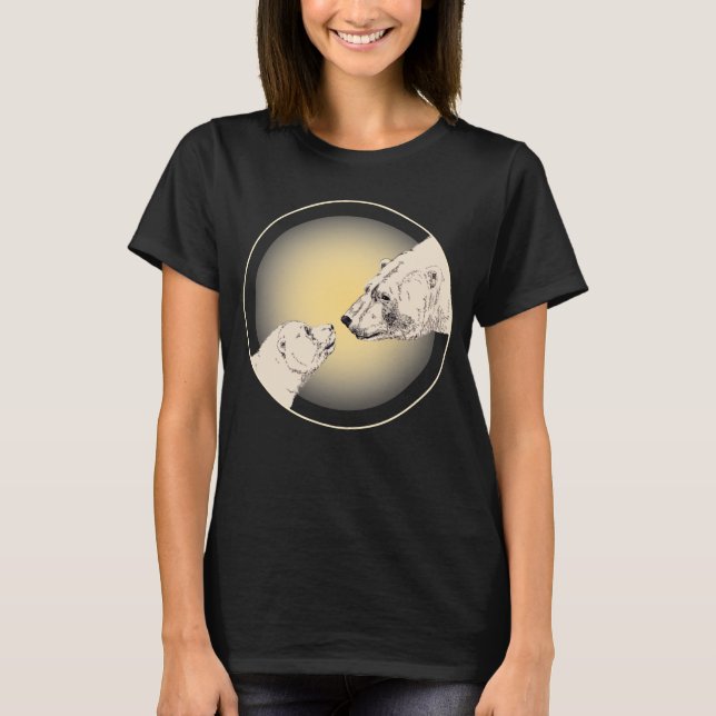 Polar Bear Shirt Women's Bear Kiss Art T-shirt (Framsida)