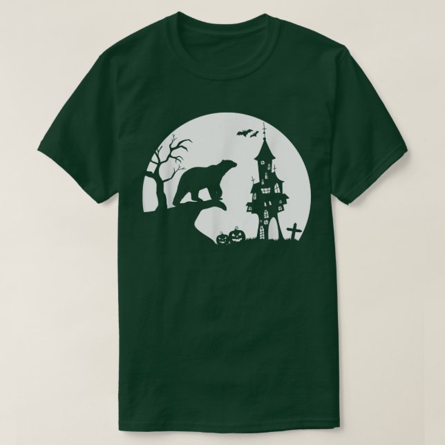 Polar Bear Silhouette Måne Funny Halloween Costume T Shirt (Design framsida)