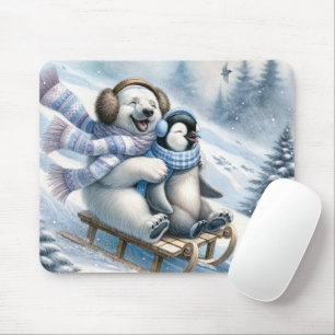 Polar Bear Sleding med penguin Musmatta